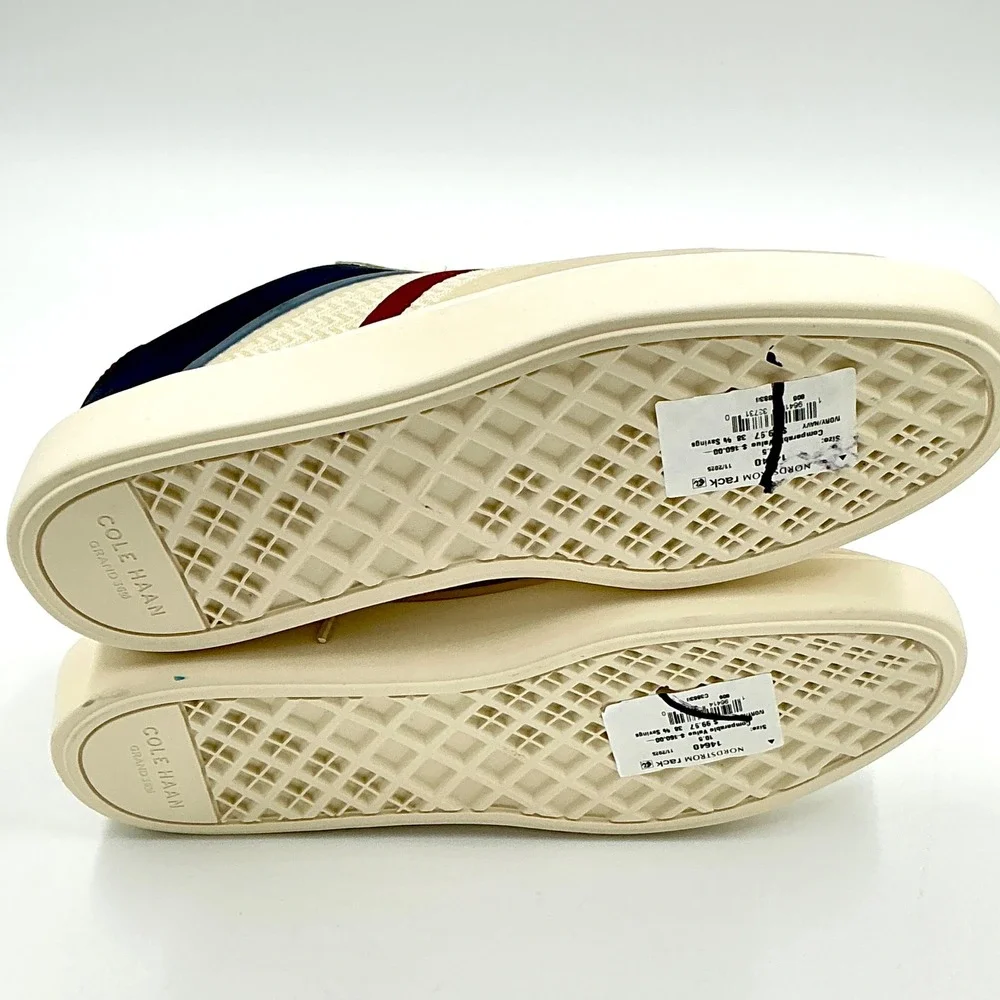 Cole Haan Mens Size 10.5 Sneaker Beige Navy NEW Grand 360 Crosscourt Winner $160